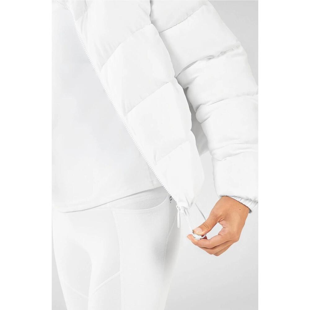 NWT Fabletics White Wander Puffer Jacket Zipper Closure High Collar Womens S - Picture 3 of 5